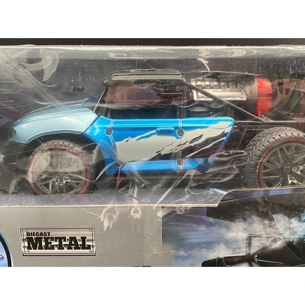 Super Car Die Cast Metal RC Drift Car Blue Mist‎ Exhaust High Speed 279-7066 NEW